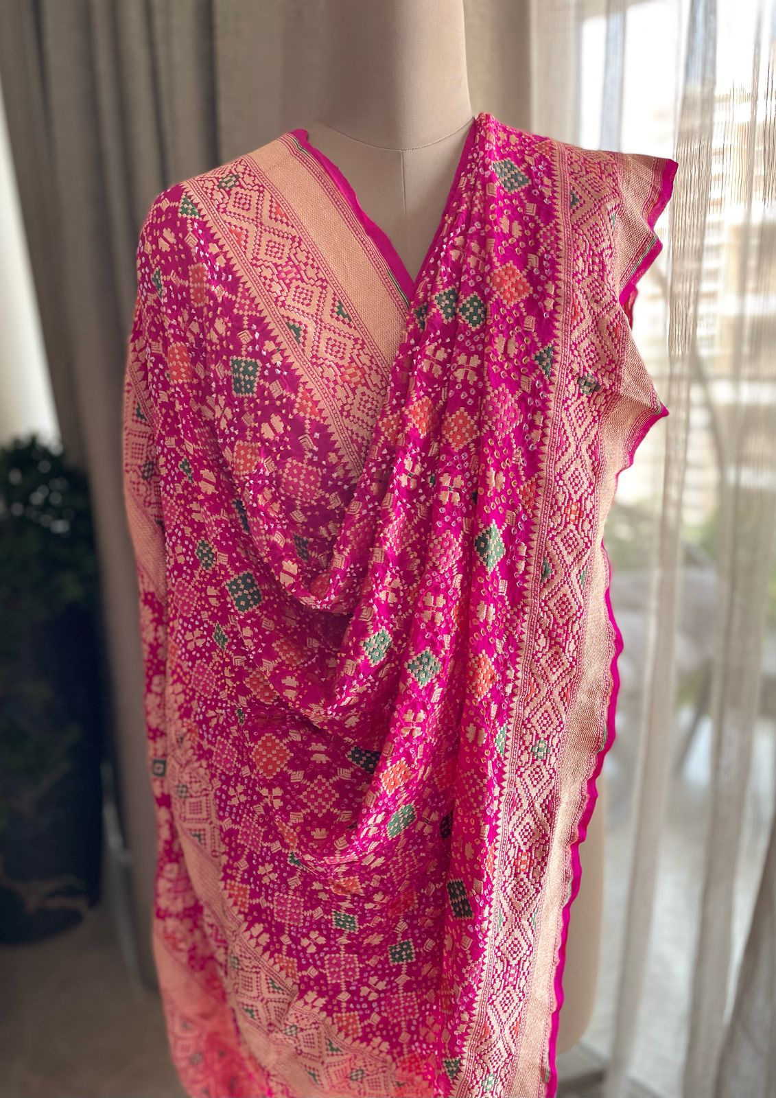 Gauri - Hindu Goddess of Divinity Meenakari Dupatta