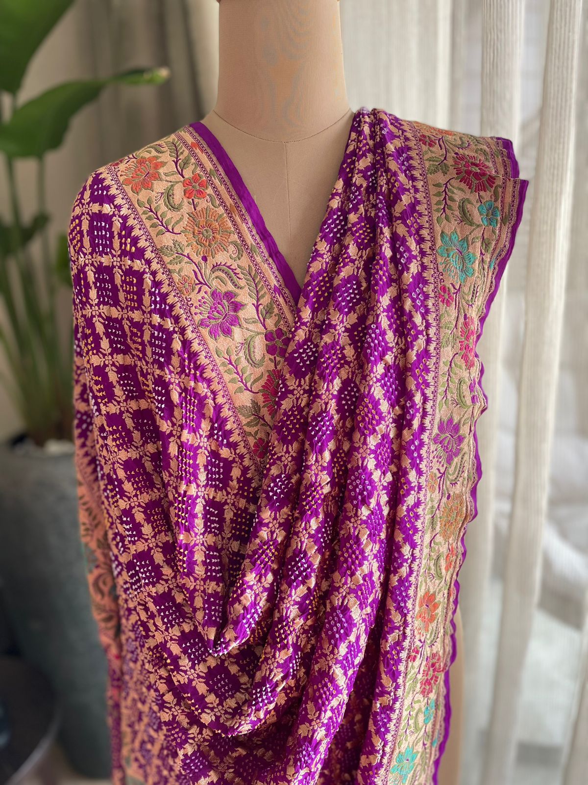 Gautami - One Who Enlightens Meenakari Motif Dupatta