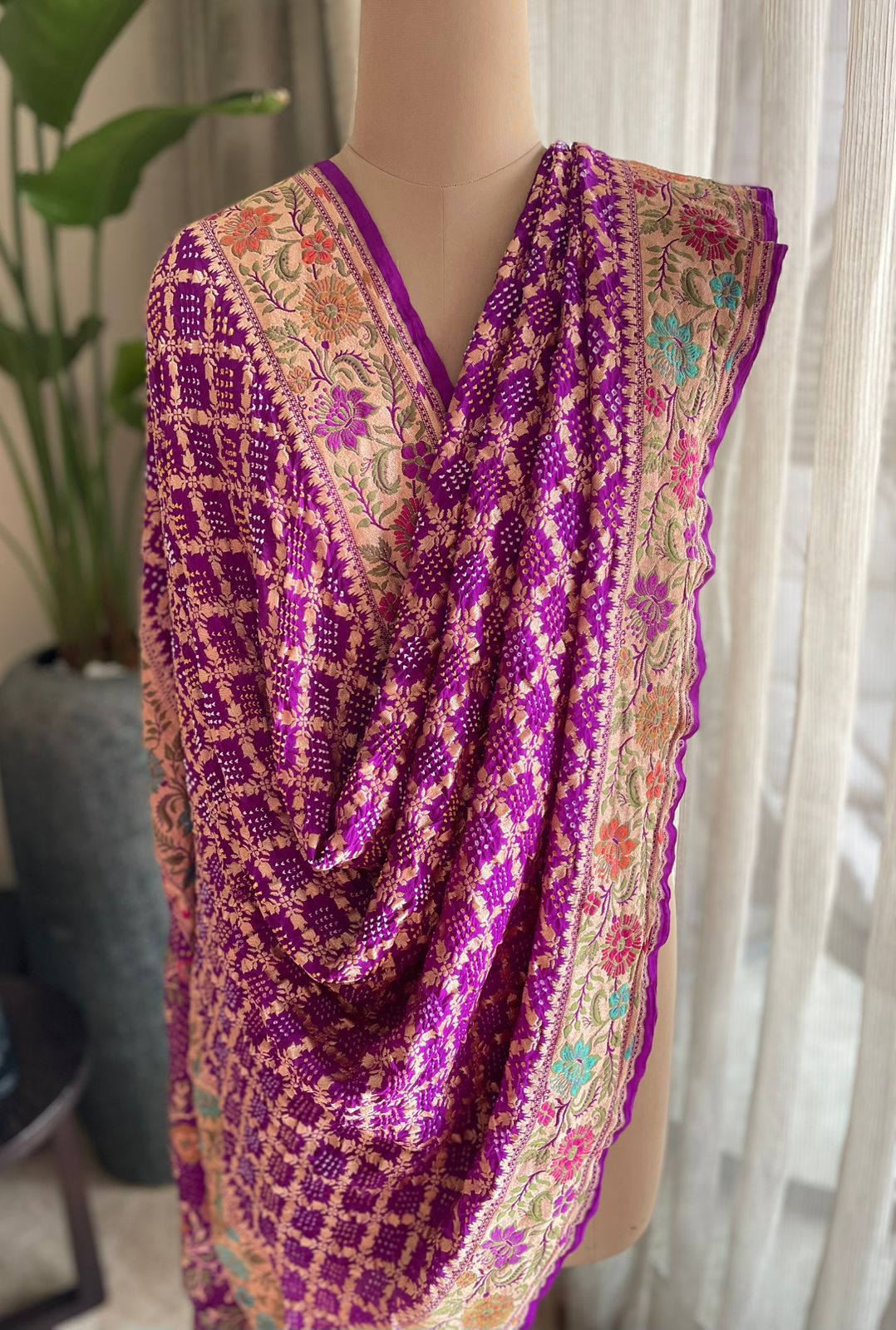 Gautami - One Who Enlightens Meenakari Motif Dupatta