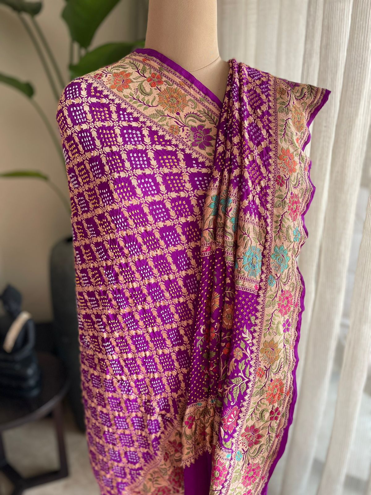 Gautami - One Who Enlightens Meenakari Motif Dupatta