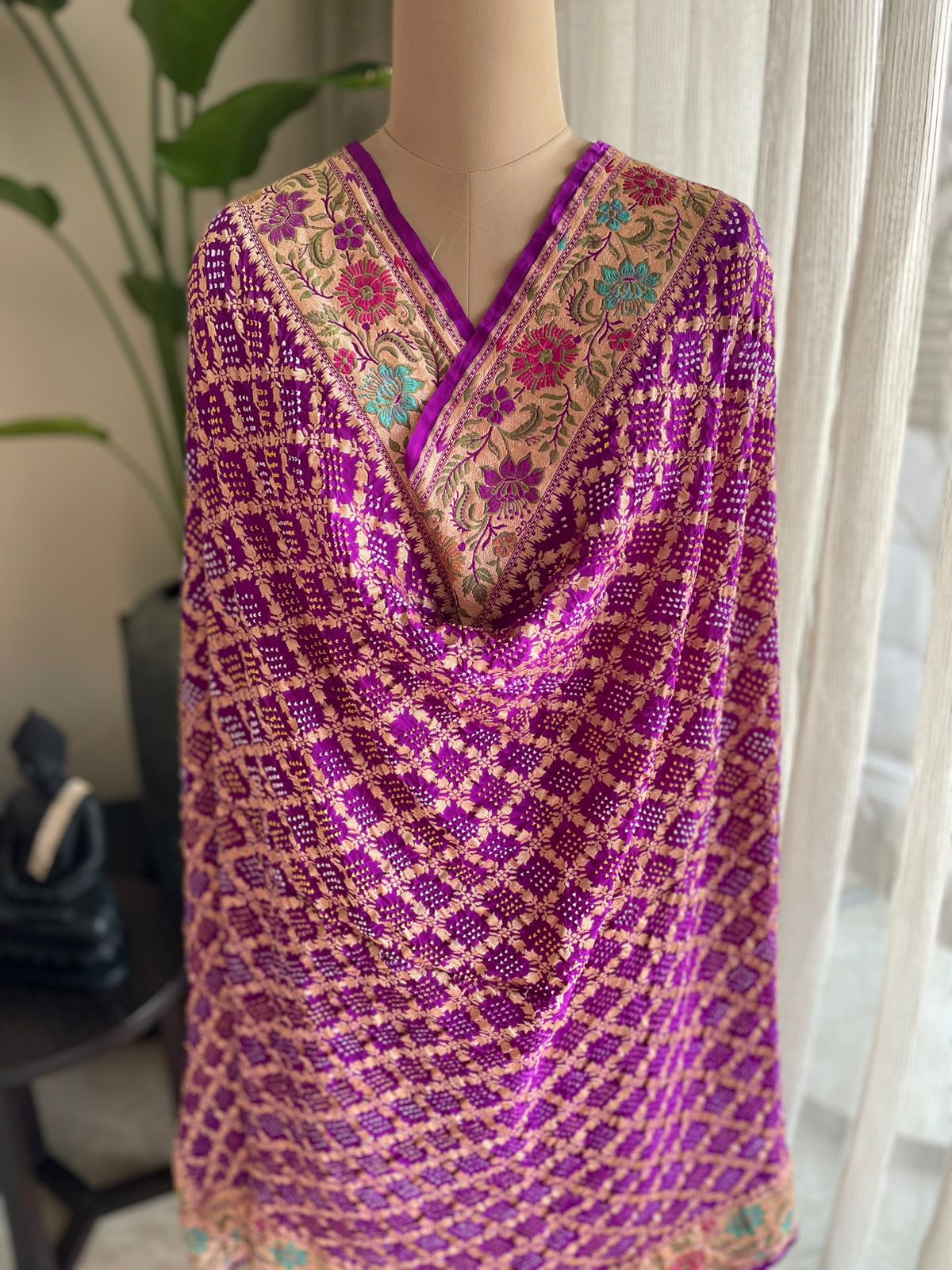 Gautami - One Who Enlightens Meenakari Motif Dupatta