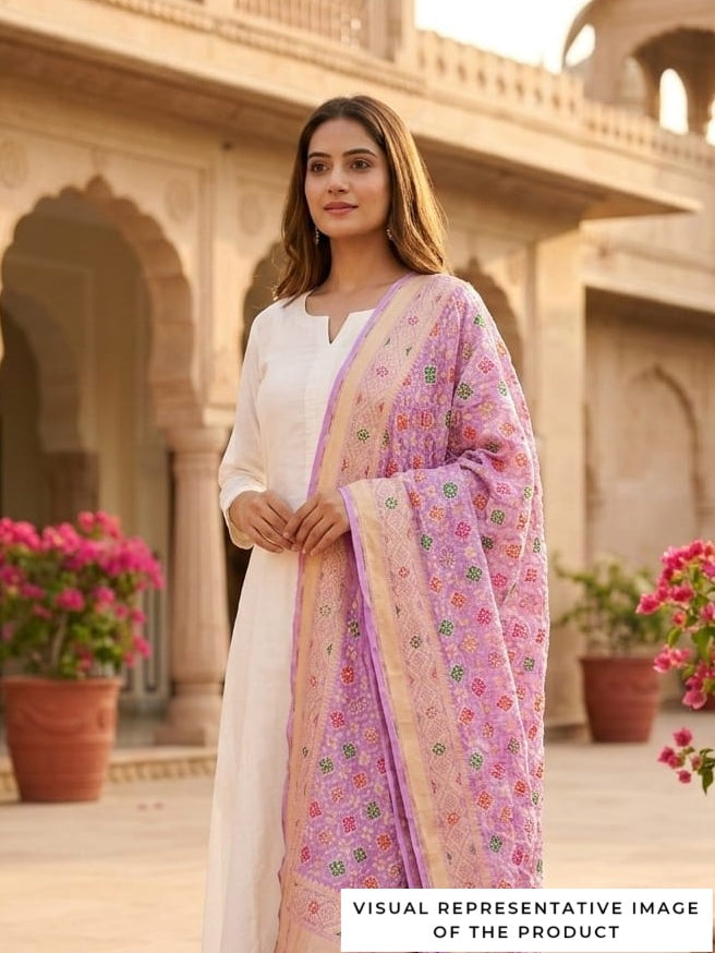Gulzaar - Lavender Meenakari Bandhani Dupatta