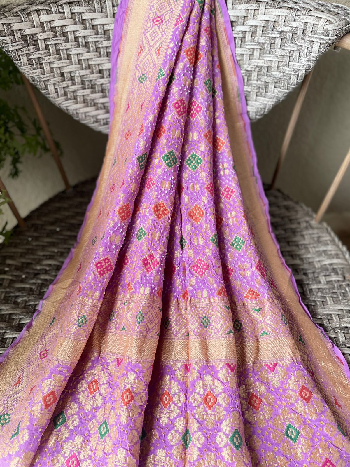 Gulzaar - Opulent Rose Garden Meenakari Dupatta