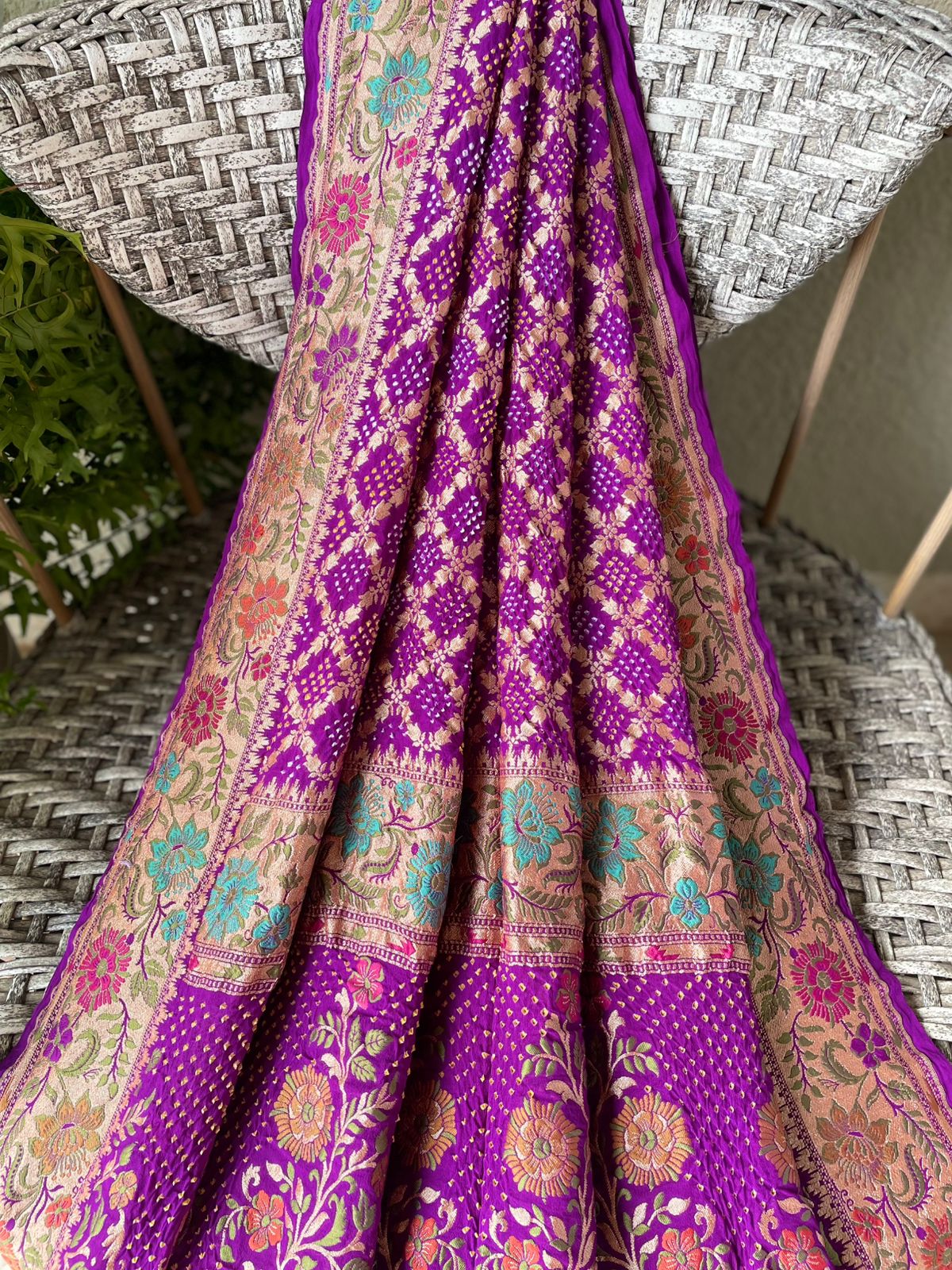 Gautami - One Who Enlightens Meenakari Motif Dupatta