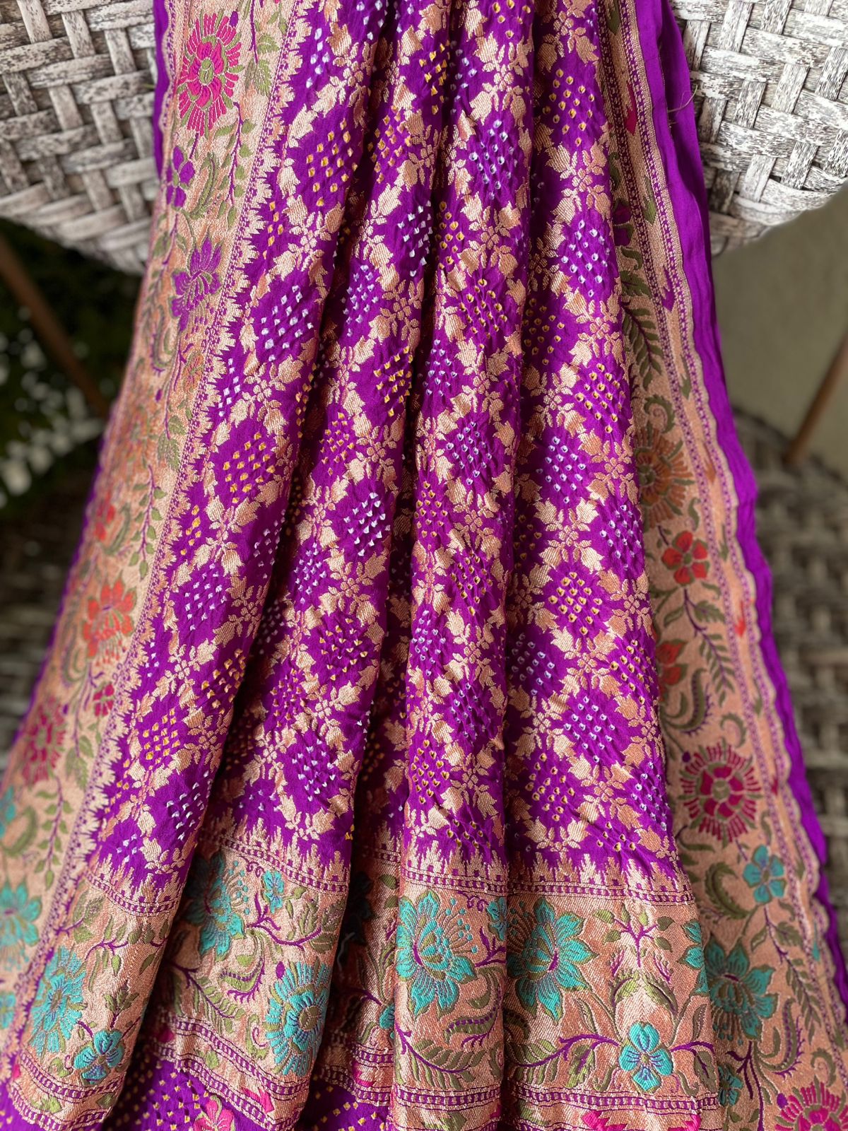 Gautami - One Who Enlightens Meenakari Motif Dupatta