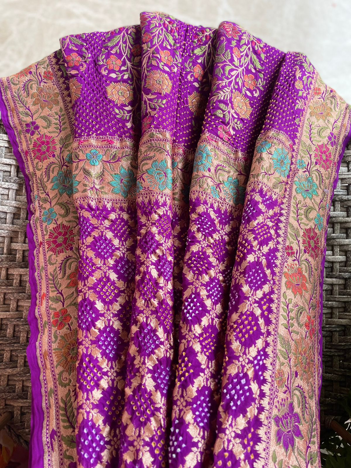 Gautami - One Who Enlightens Meenakari Motif Dupatta