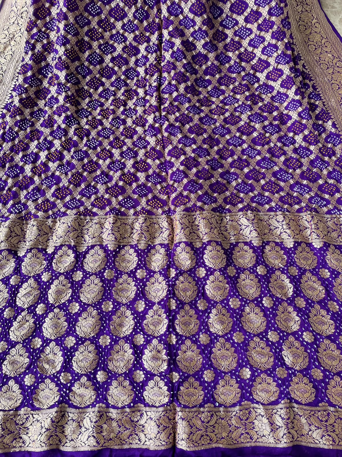 Atithi - Purple Bandhani Banarasi Saree