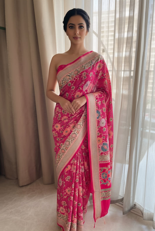 Ruhani - Enchanting Beauty Meenakari Motif Saree