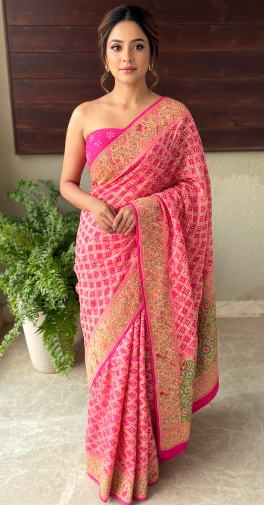 Arya - Noble Goddess Meenakari Motif Saree