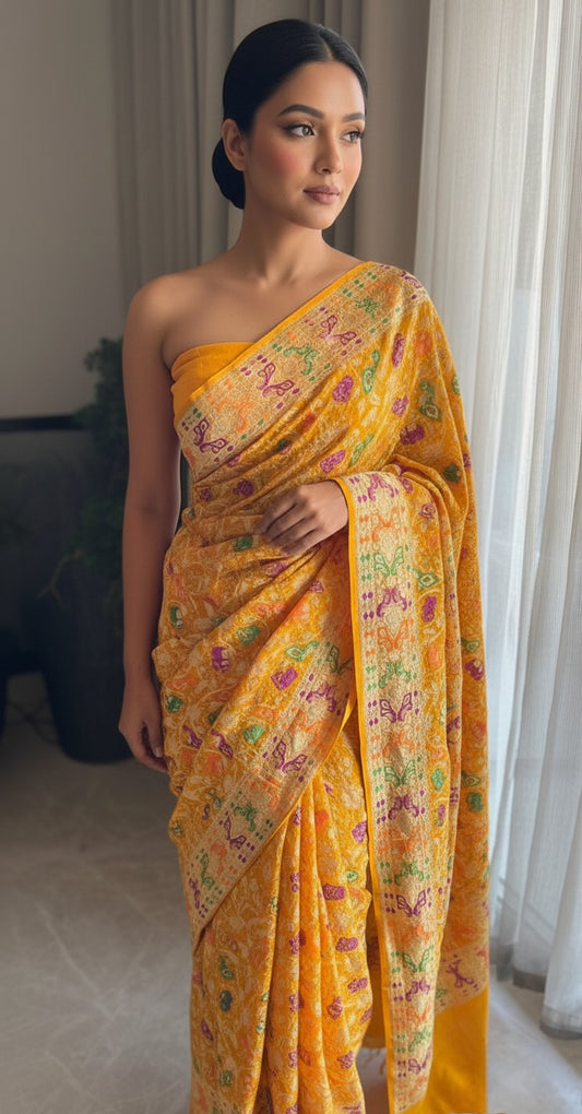 Aditi - Free and Unbounded Meenakari Motif Saree