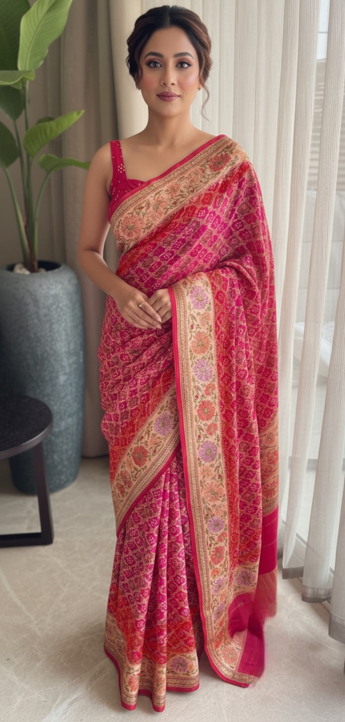 Gargi - An ancient scholar Meenakari Motif Saree