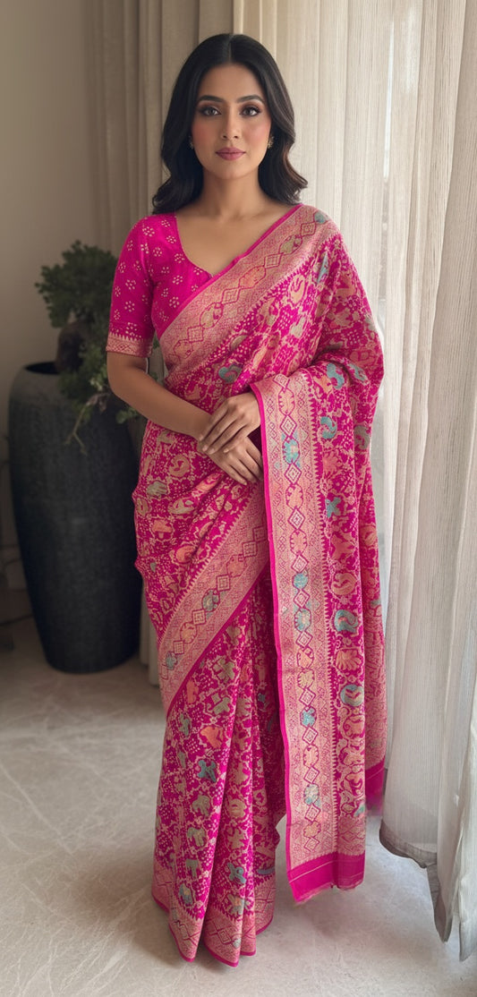 Amisha - Beautiful & Pure Meenakari Motif Saree