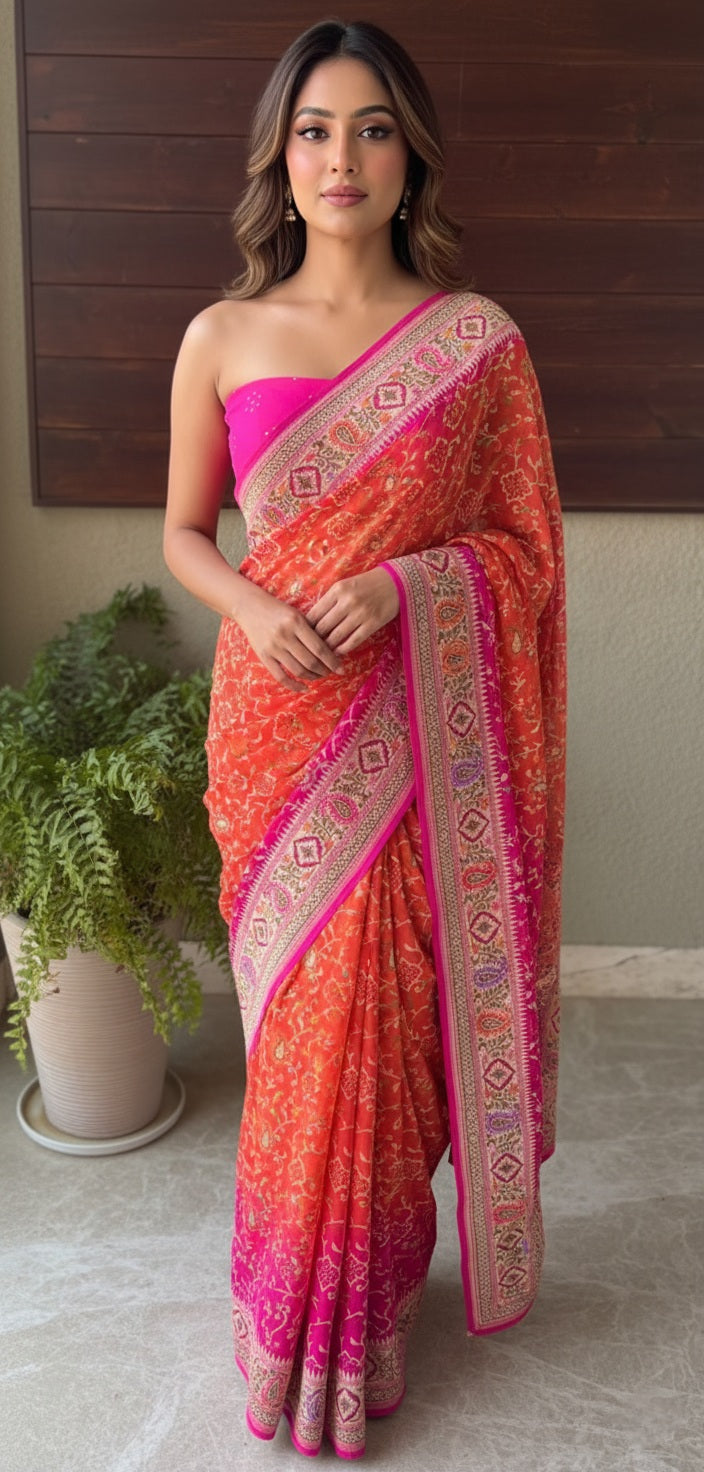 Anisha - One who is Supreme Meenakari Motif Saree
