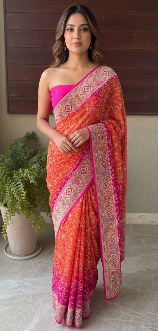 Anisha - One who is Supreme Meenakari Motif Saree