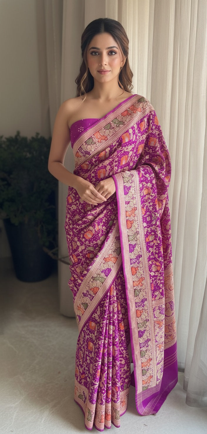 Amrita - 	Immortality Meenakari Motif Saree