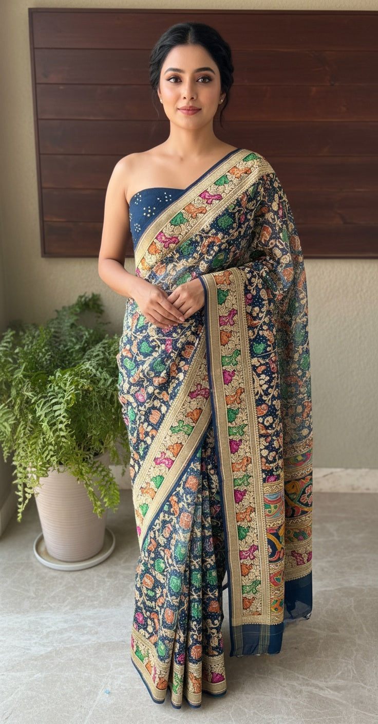 Saanjh - A Glorified Sunset Meenakari Motif Saree