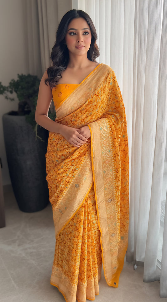 Vaani - Goddess Saraswati Meenakari Saree
