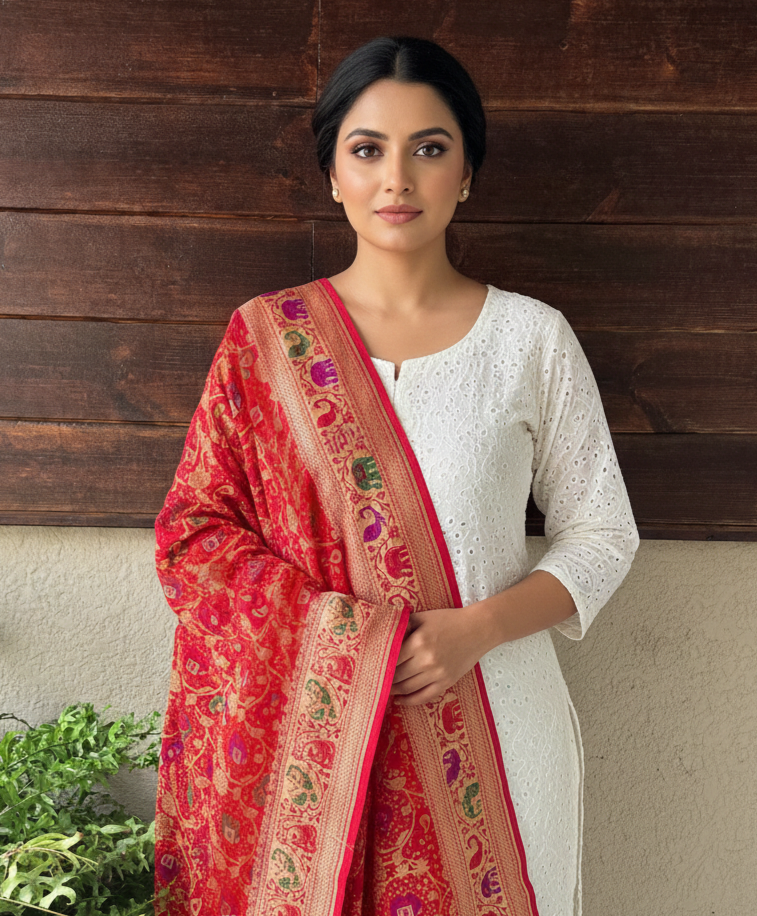 Abha - Luminous beauty Meenakari Tilfi Dupatta