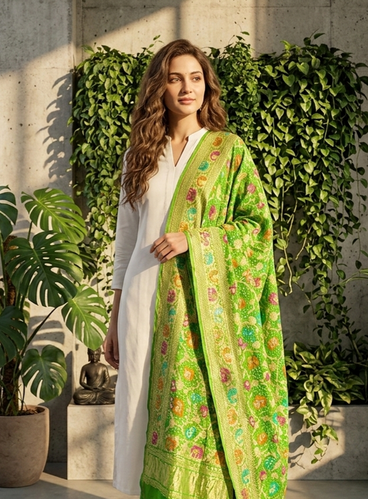 Megha - Light Green Meenakari Tilfi Dupatta