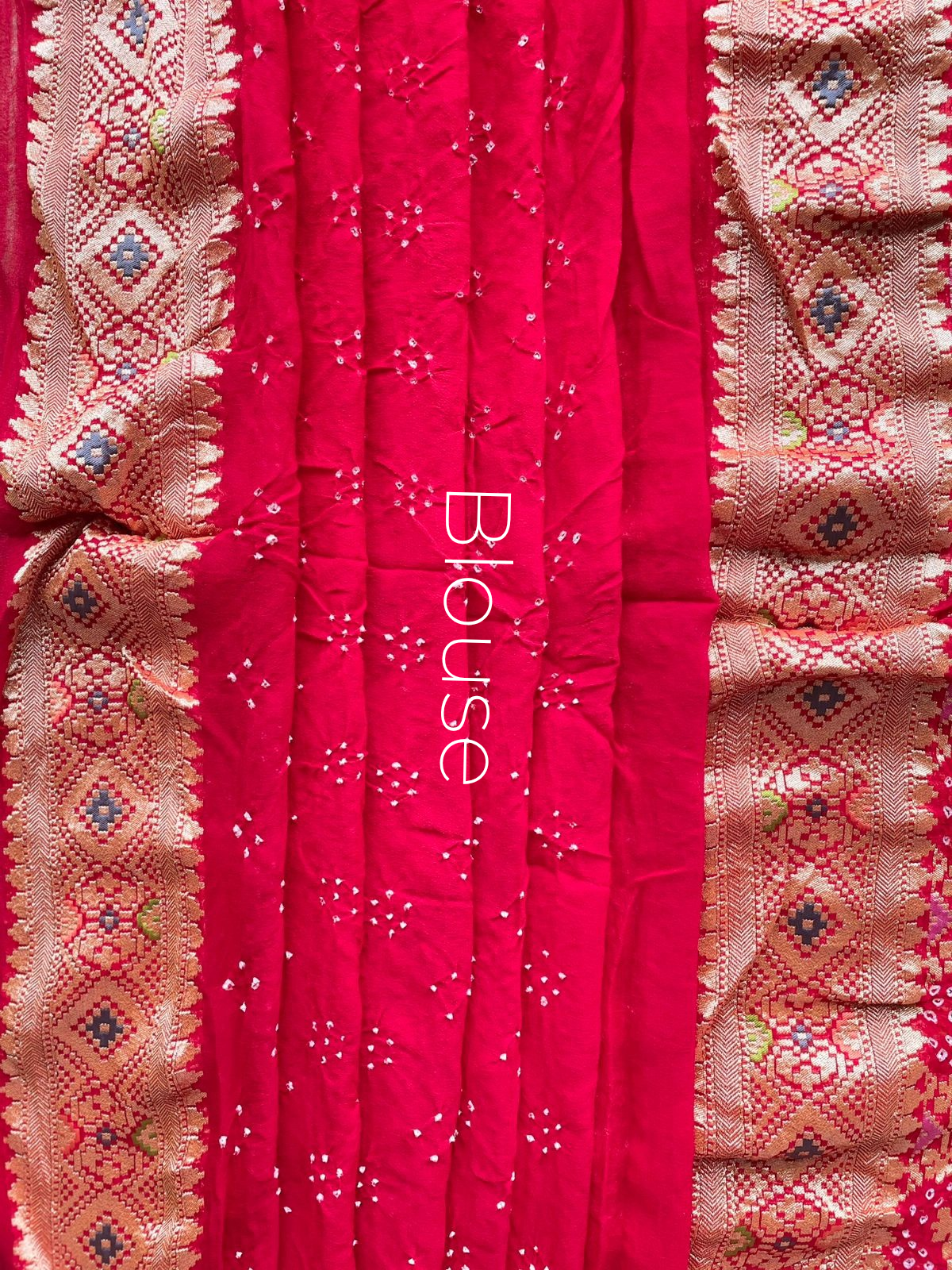 Tanvi - Red & Yellow Meenakari Bandhani Saree
