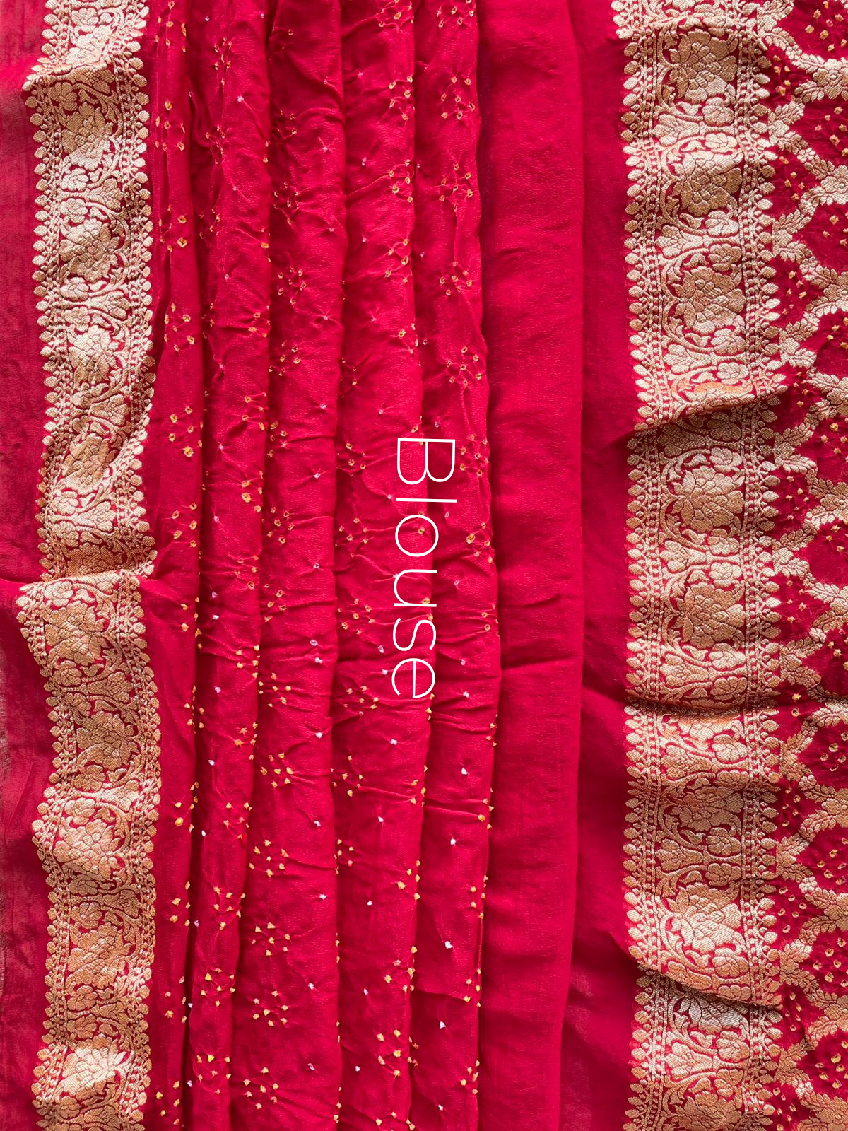 Namita - Red & Pink Bandhani Banarasi Saree