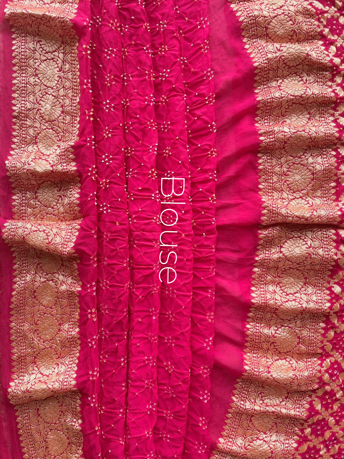 Sarika - Rose Pink & Peach Bandhani Banarasi Saree