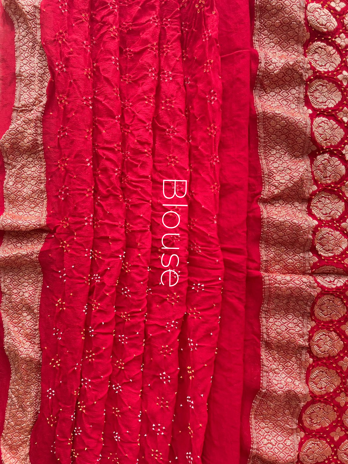 Gauhar - Red & Orange Bandhani Banarasi Saree