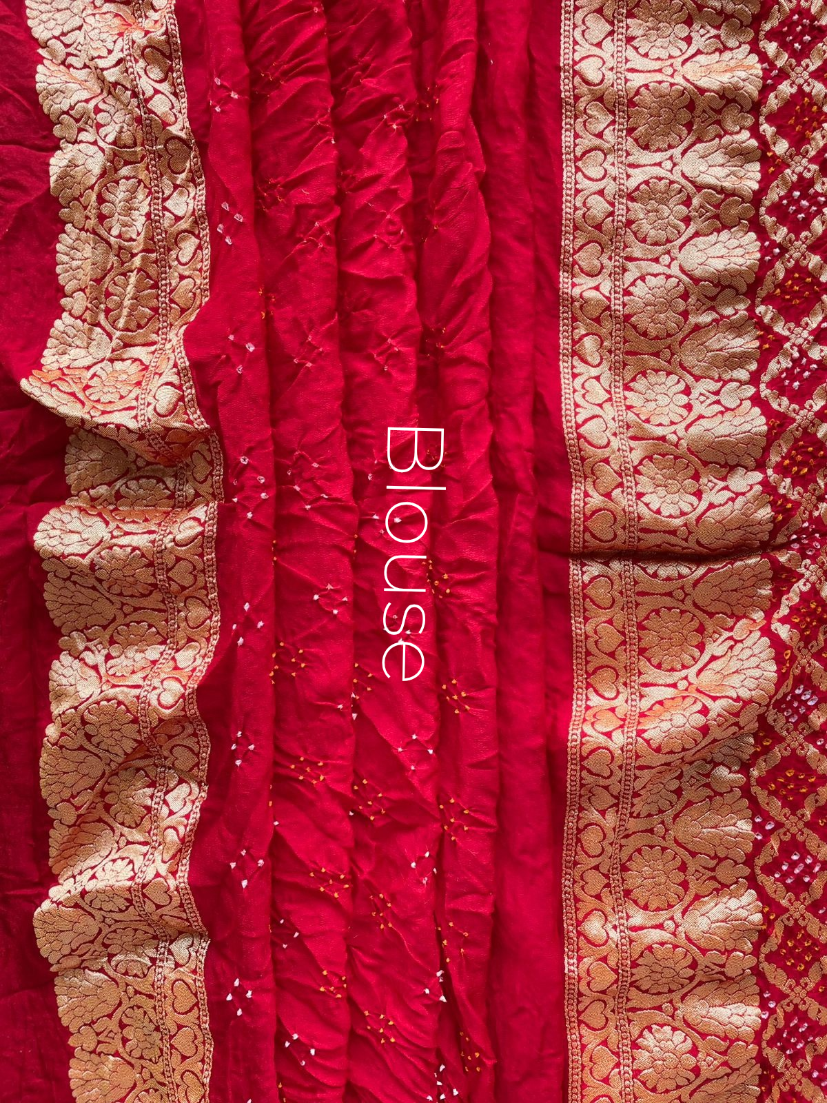 Manika - Red & Orange Bandhani Banarasi Saree