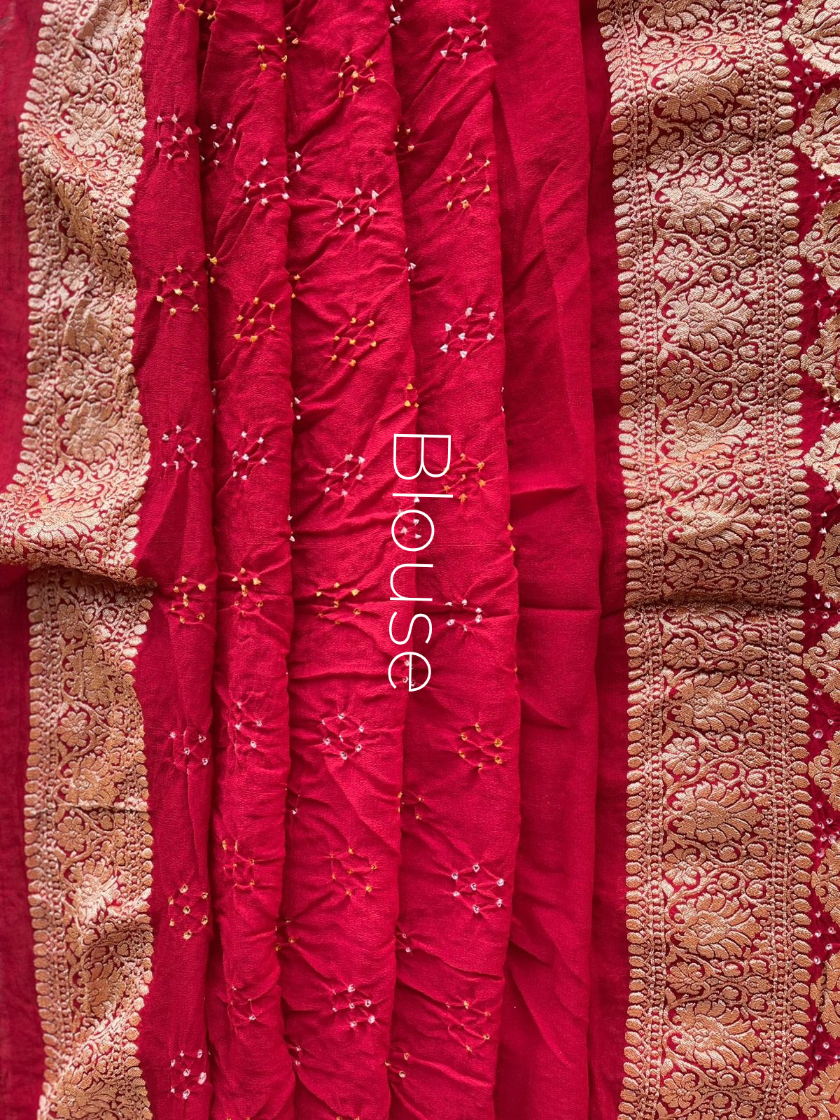 Shrishti - Red & Orange Bandhani Banarasi Saree