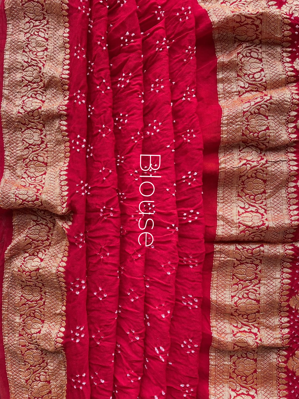 Ati - Red & Yellow Bandhani Banarasi Saree