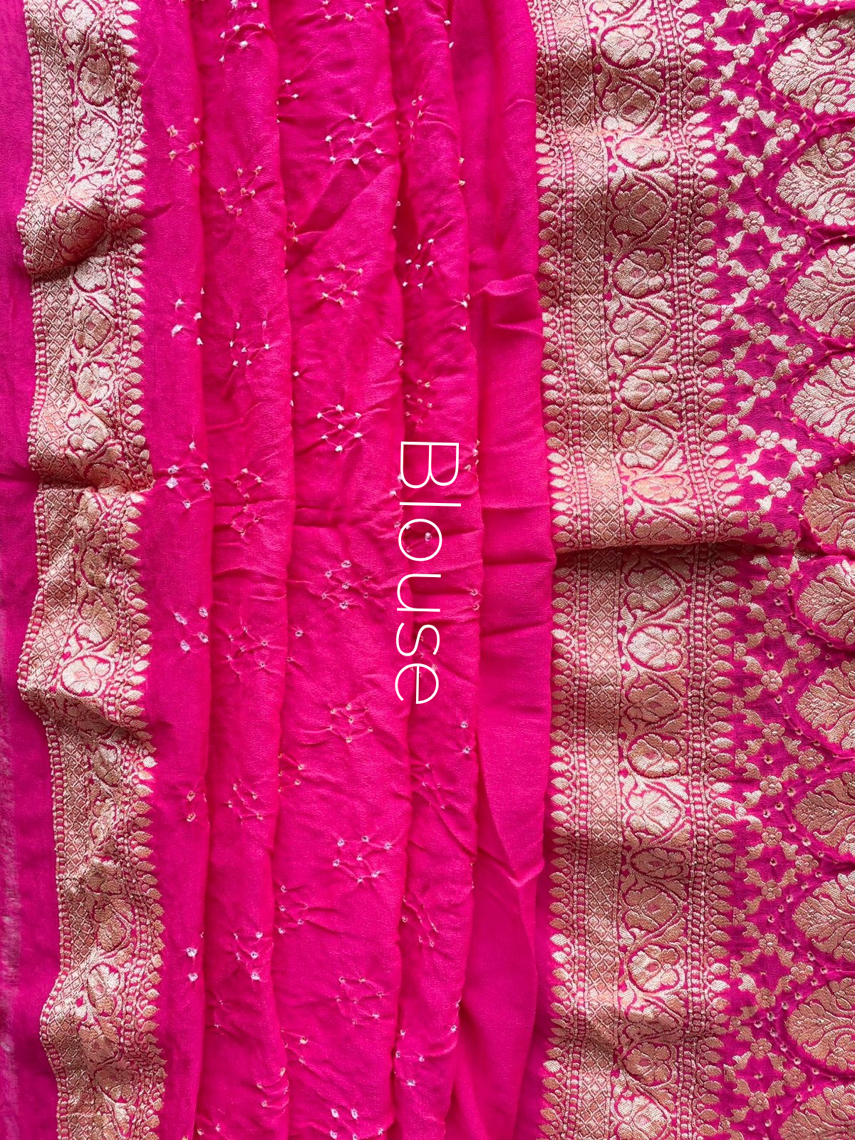 Aashvi - Rose Pink & Green Bandhani Banarasi Saree