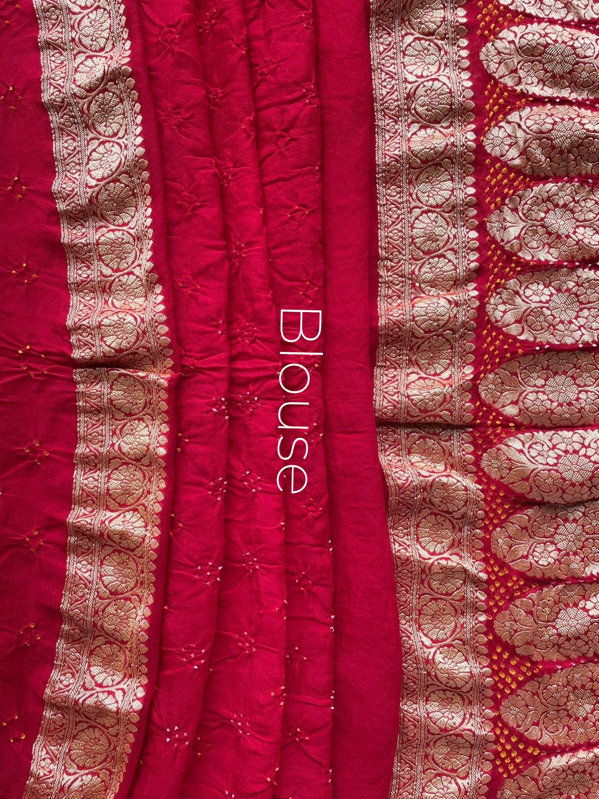 Vrinda - Red Bandhani Banarasi Saree