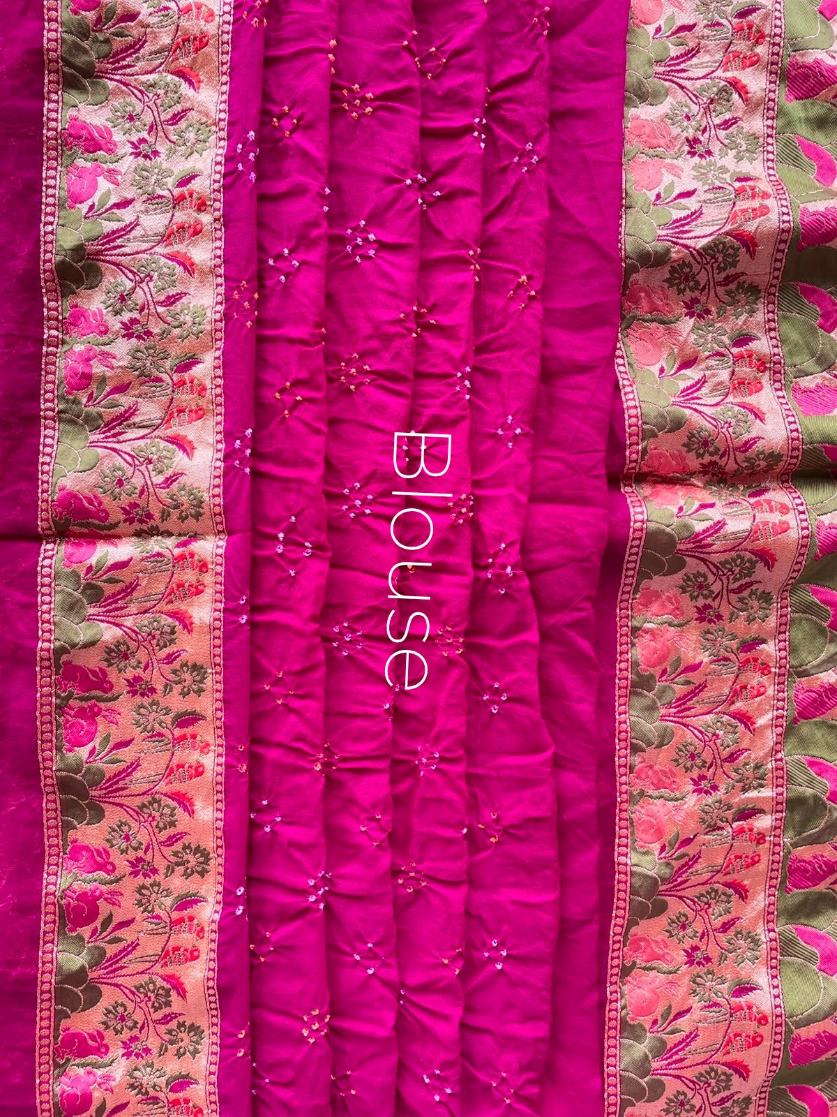 Mohini - Magenta Tilfi Meenakari Bandhani Saree