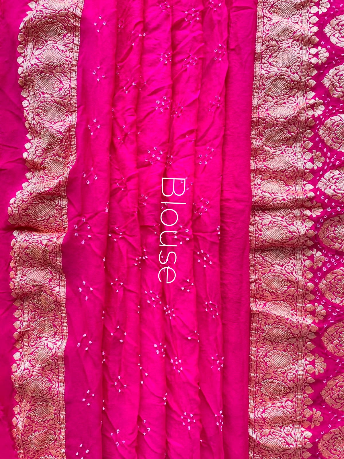 Manya - Pink & Orange Bandhani Banarasi Saree