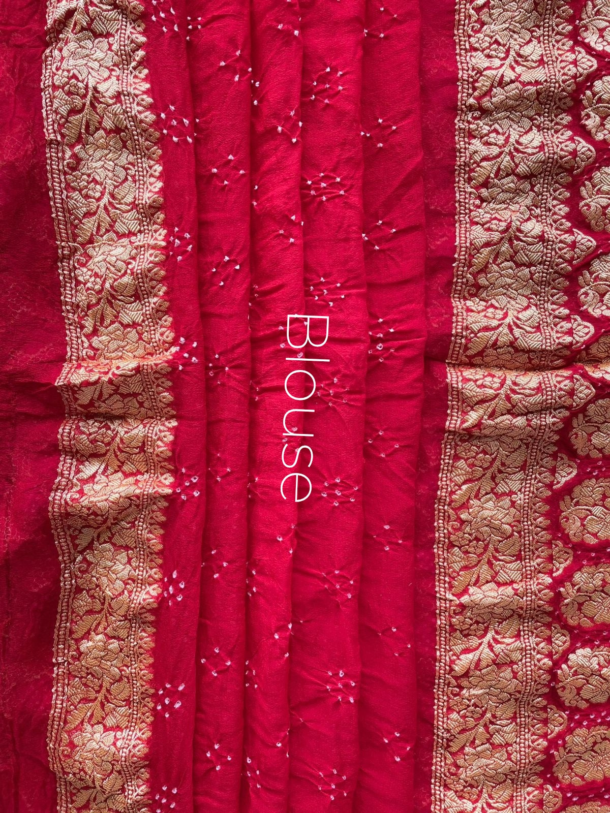 Sumeha - Red & Pink Bandhani Banarasi Saree