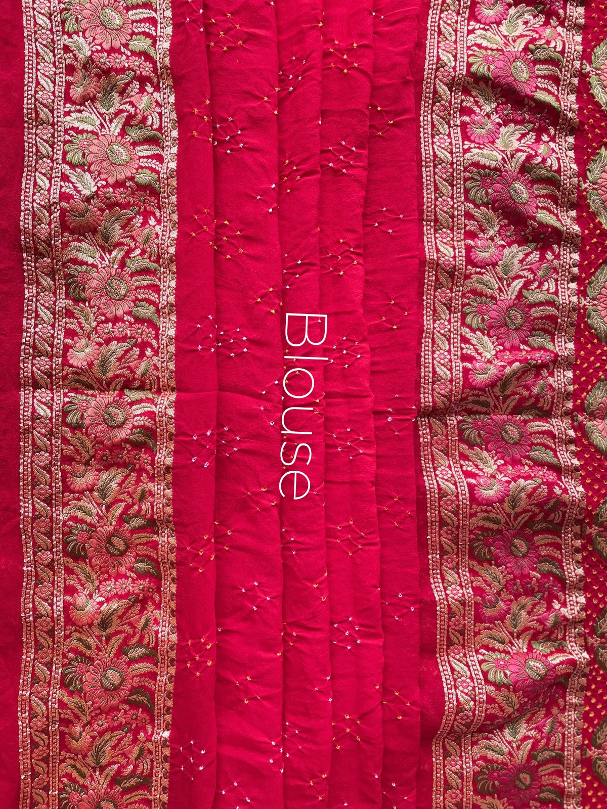 Shriya - Red Tilfi Meenakari Bandhani Saree