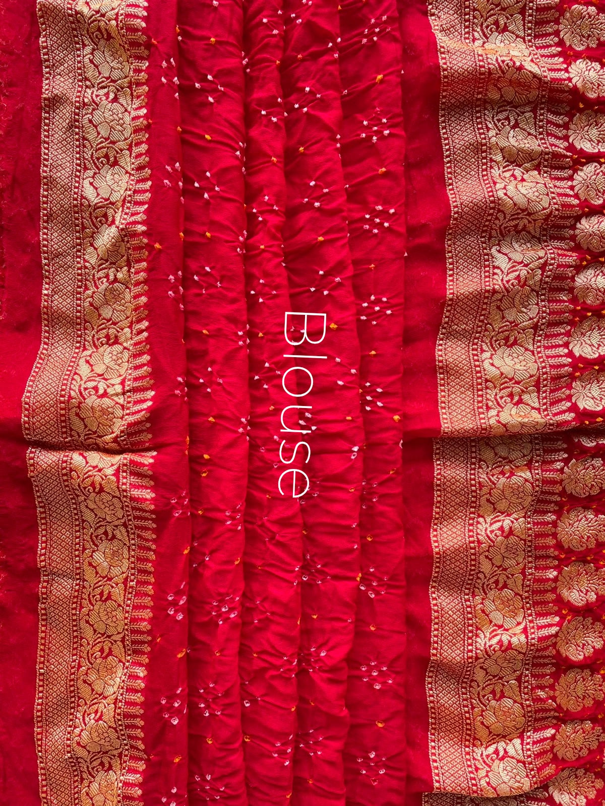 Shrishti - Red & Orange Bandhani Banarasi Saree