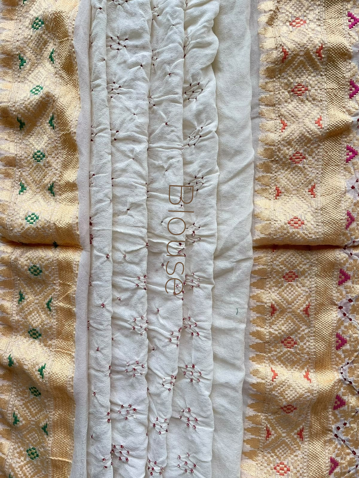 Vaani - Ivory Meenakari Bandhani Saree