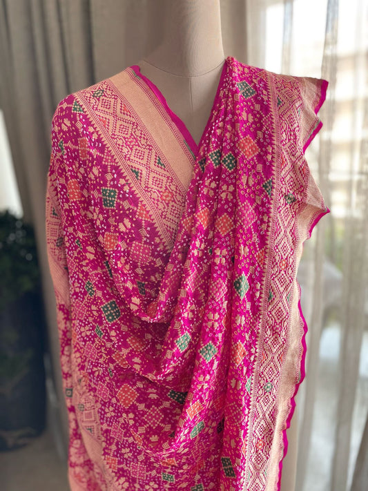 Gauri - Hindu Goddess of Divinity Meenakari Dupatta
