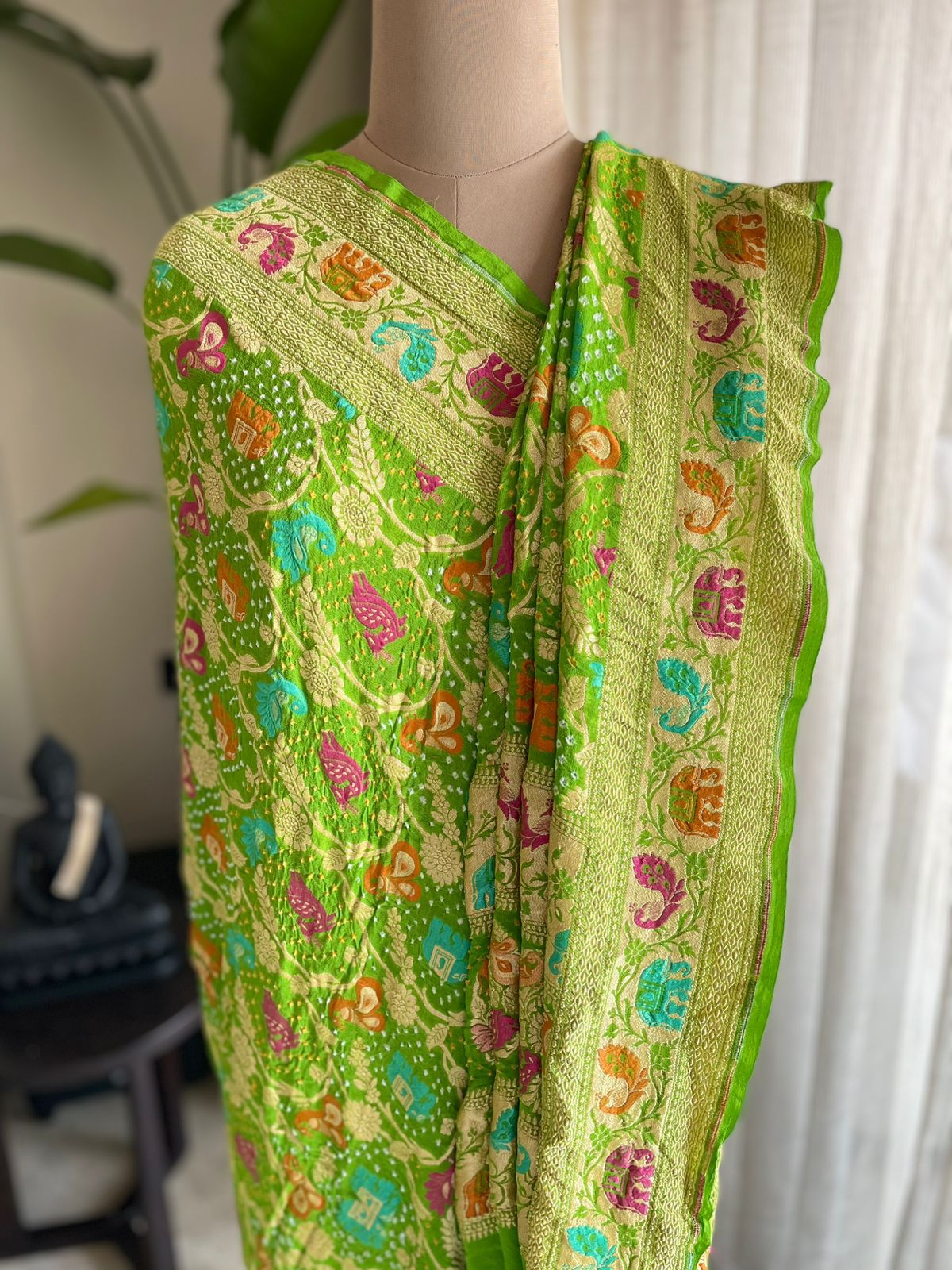 Megha - Light Green Meenakari Tilfi Dupatta