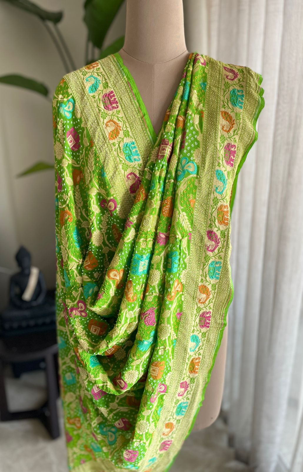 Megha - Light Green Meenakari Tilfi Dupatta