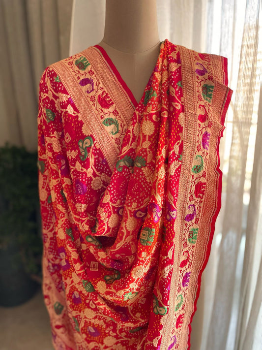 Abha - Luminous beauty Meenakari Motif Dupatta