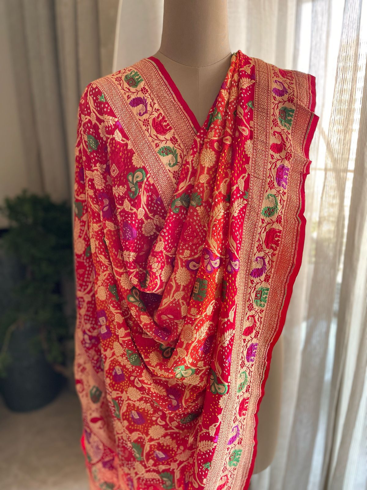 Abha - Luminous beauty Meenakari Motif Dupatta