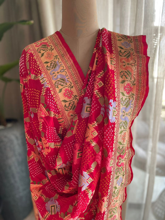 Khamma Ghani - Warm Greetings from Royalty Meenakari Motif Dupatta