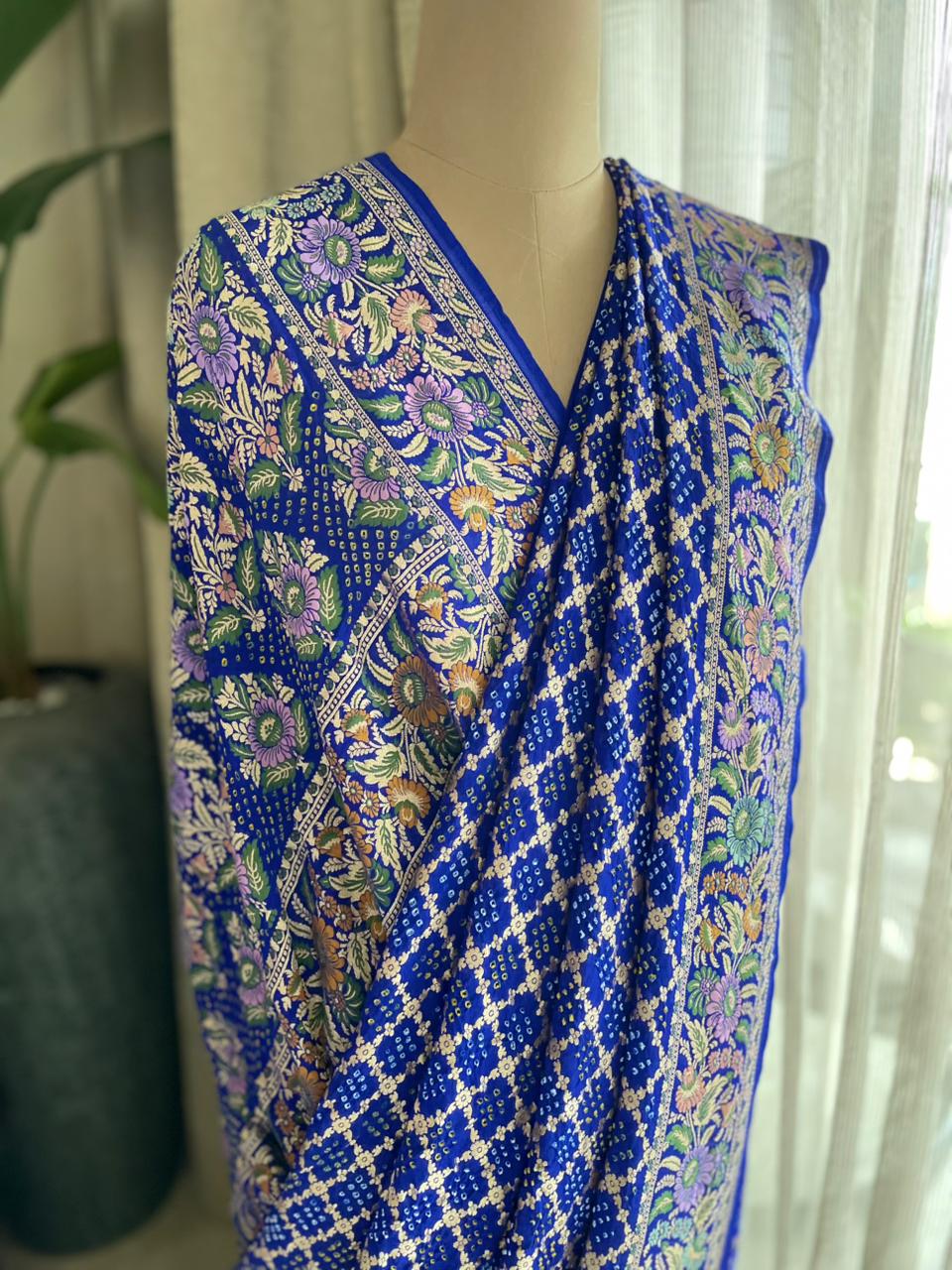 Aria - Blue Tilfi Meenakari Bandhani Saree
