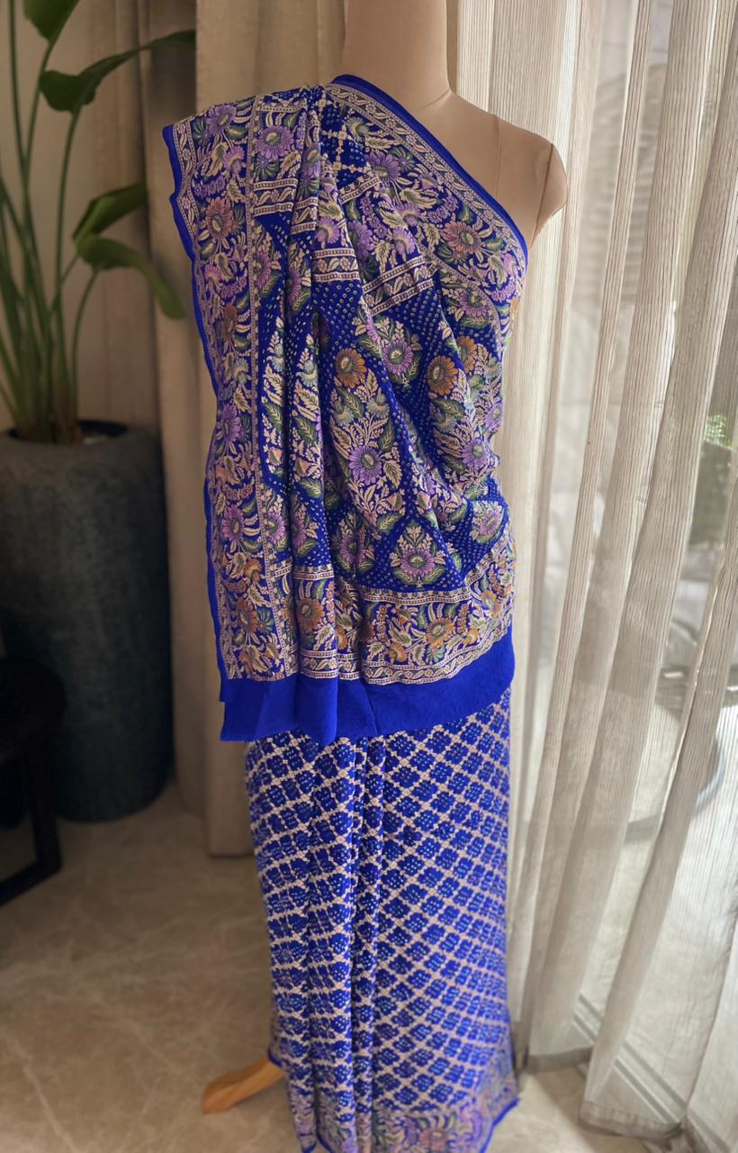 Aria - Blue Tilfi Meenakari Bandhani Saree