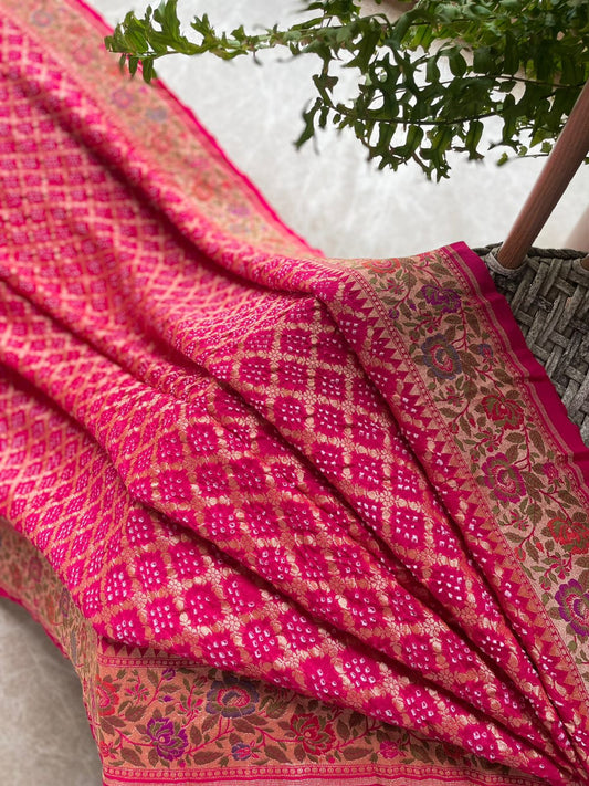 Kritika - Rose Pink Meenakari Tilfi Saree