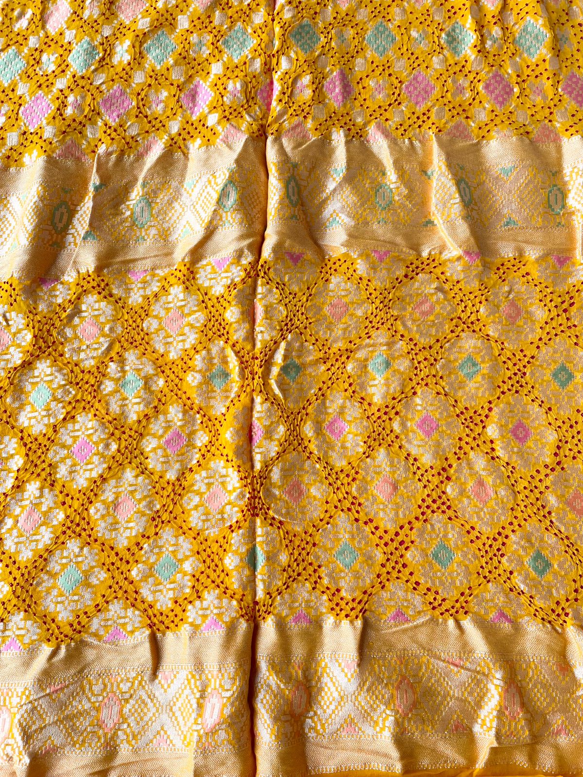 Paheli - Yellow Meenakari Bandhani Saree