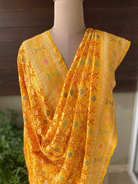 Nalini - Mother Of The Vedas Meenakari Dupatta