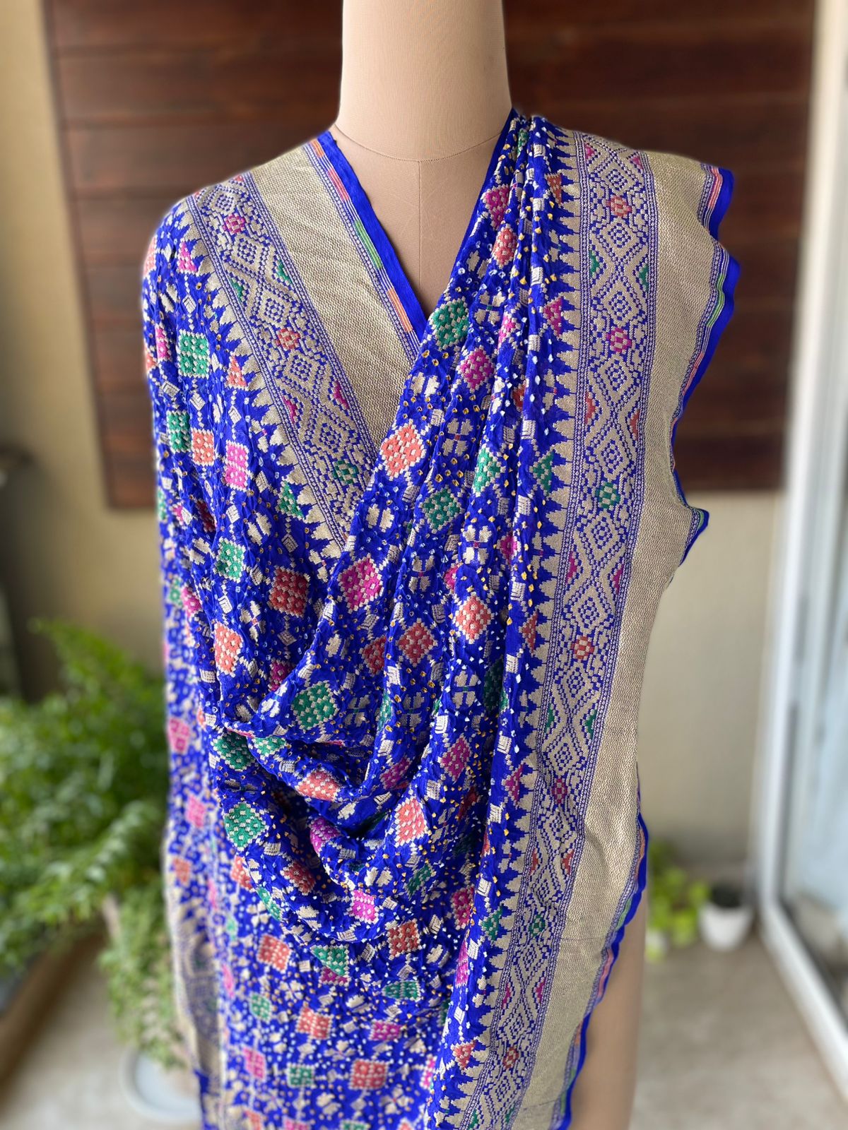 Nargis - Blue Meenakari Bandhani Dupatta